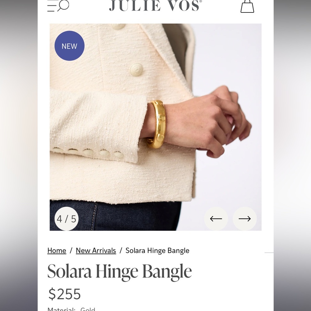 Julie Vos Solara Hinge Bangle Gold Bracelet - Picture 2 of 8